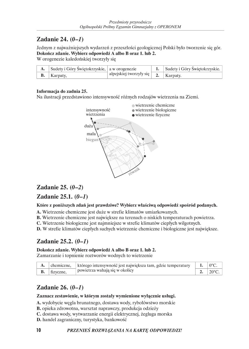 Próbny egzamin gimnazjalny 2018 OPERON: część przyrodnicza