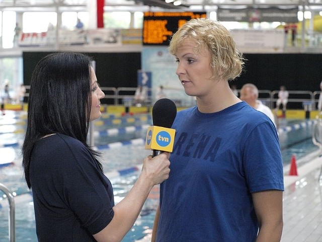 Podczas mistrzostw Polski w pływaniu Otylia Jędrzejczyk udzieliła wielu wywiadów.