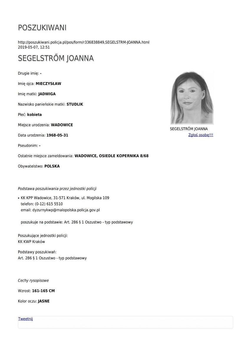 Joanna Segelstrom, jest podejrzana o oszustwa. 53-latce...