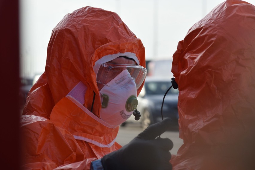 Trwają kontrole sanitarne na autostradzie A1 w Gorzyczkach....