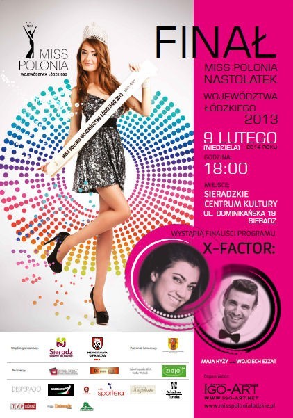 Plakat promujący galę Miss Polonia Nastolatek Województwa Łódzkiego 2013. Kliknij dalej, żeby zobaczyć zdjęcia wszystkich kandydatek