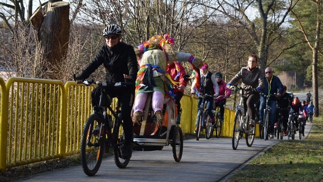 Stowarzyszenie Rowerowe Koronowo zaprosiło mieszkańców na powitanie wiosny, połączone oczywiście z tradycyjnym topieniem Marzanny. Spotkali się  przy hali sportowo-widowiskowej w Koronowie. Na wspólne spędzenie wieczoru na dwóch kółkach dało się namówić kilkudziesięciu rowerzystów. Z ul. Wąskotorowej, gdzie mieści  się hala sportowa - z Marzanną -  ruszyli w 15-kilometrową trasę.  Do Samociążka, gdzie oficjalnie pożegnali 	zimę i powitali wiosnę. Gdzie? Na plaży. (Czy w tym roku latem będzie tu jak kiedyś ratownik?). Tam rowerzyści topili Marzannę. Płonącą wrzucono do Zalewu Koronowskiego. I zgodnie z zasadami ekologii - wyłowiono wykonaną ze słomy  kukłę z wody...  Bo czego jak czego, ale śmieci w zalewie i wokół już i tak sporo. Emerytury dla matek. Sprawdź, o co w tym chodzi!