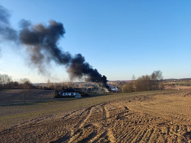 Mieszkańcy Bytowa mocno się wystraszyli, bo czarny dym widoczny był z daleka. Okazało się, że pali się trawa na nieużytkach oraz styropian.