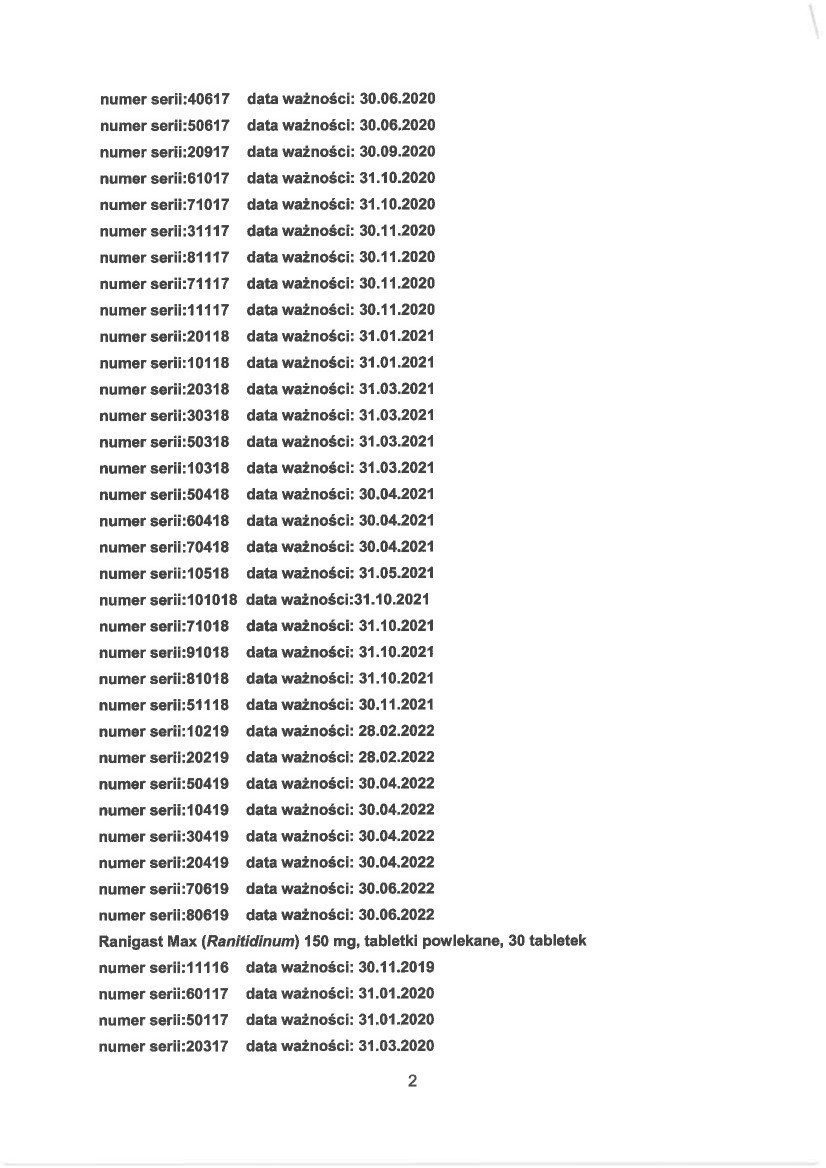 Ranigast Max 150 mg 10 tabletek Decyzja 75 WC 2019