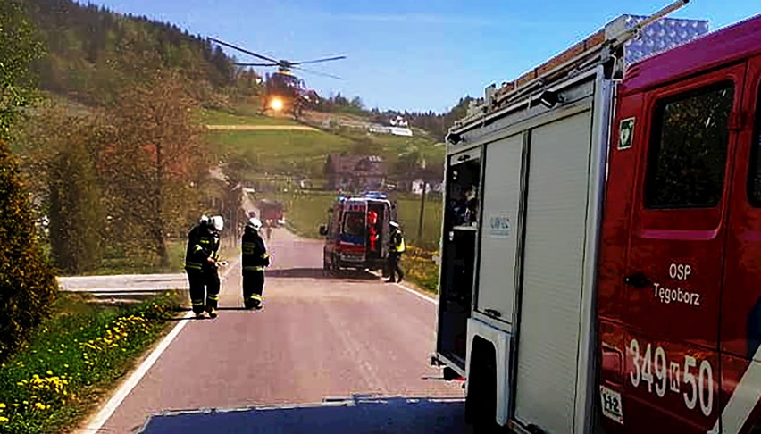 Jechał motocyklem i rozbił się. Odleciał śmigłowcem sanitarnym do szpitala