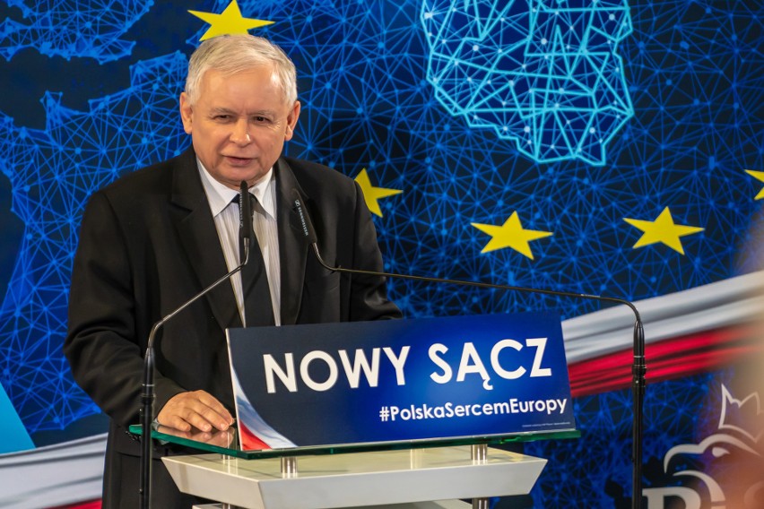 Jarosław Kaczyński w Nowym Sączu rekomendował kandydatów do Parlamentu Europejskiego