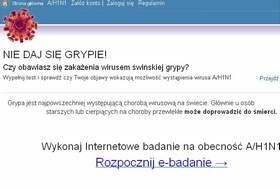 Jedna ze stron wykorzystująca temat świńskiej grypy na naciąganie przez sms-y.