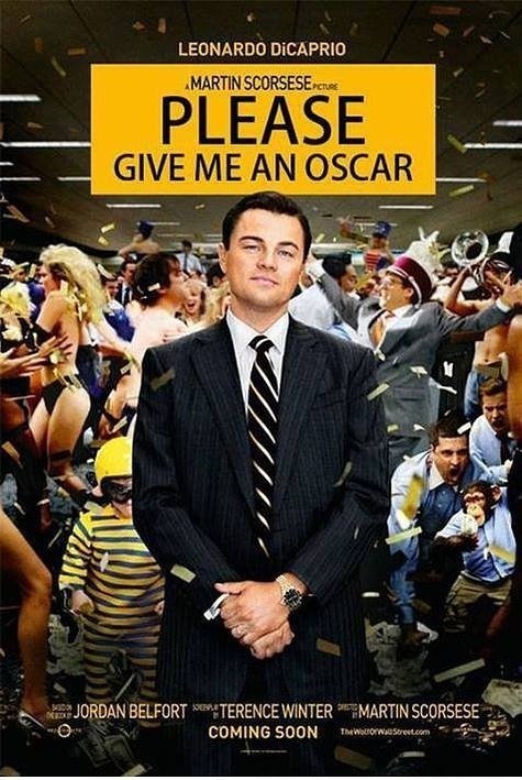 "Proszę, daj mi Oscara". Plakat filmu "Wilk z Wall Street"