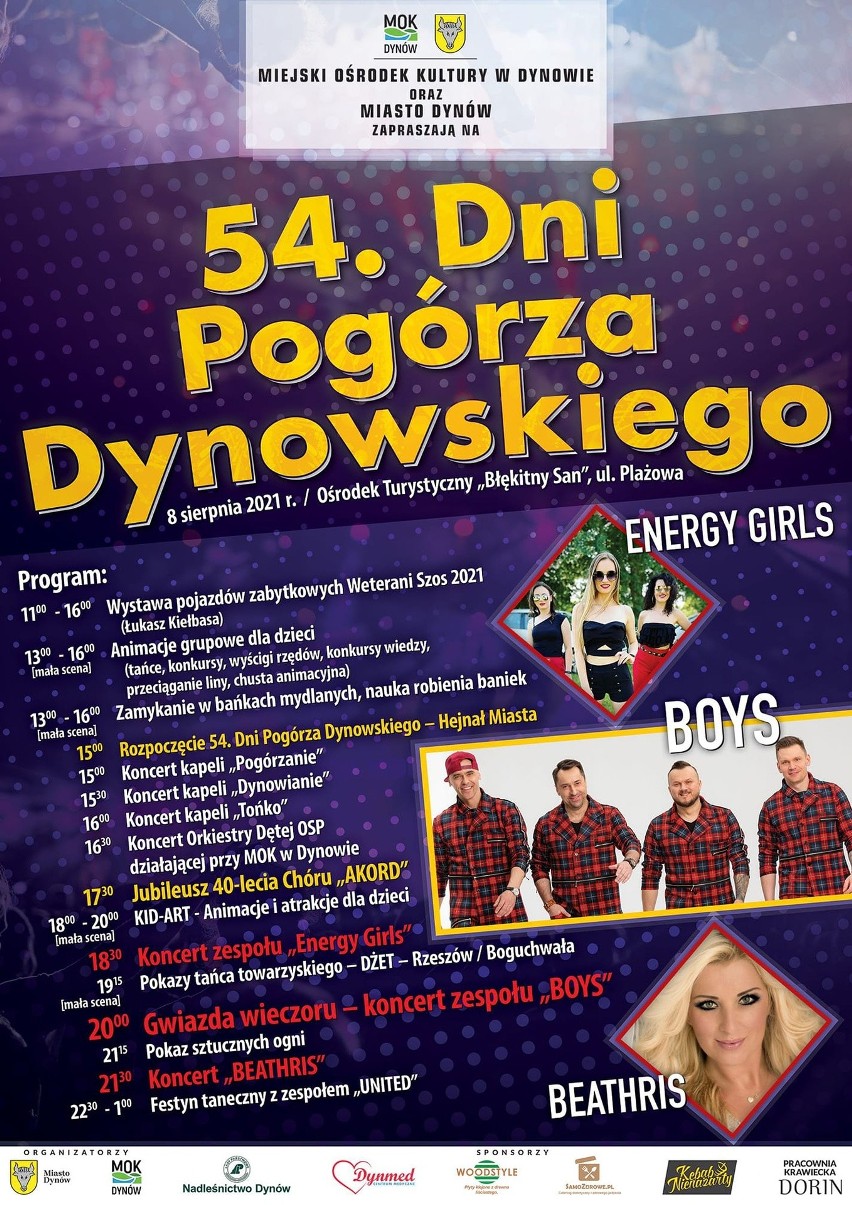 8 sierpnia odbędą się 54. Dni Pogórza Dynowskiego. Zagra m.in. zespół "Boys". Nie zabraknie atrakcji dla najmłodszych