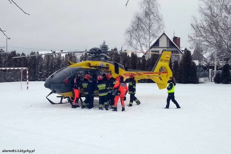 Uczeń został przewieziony do szpitala helikopterem