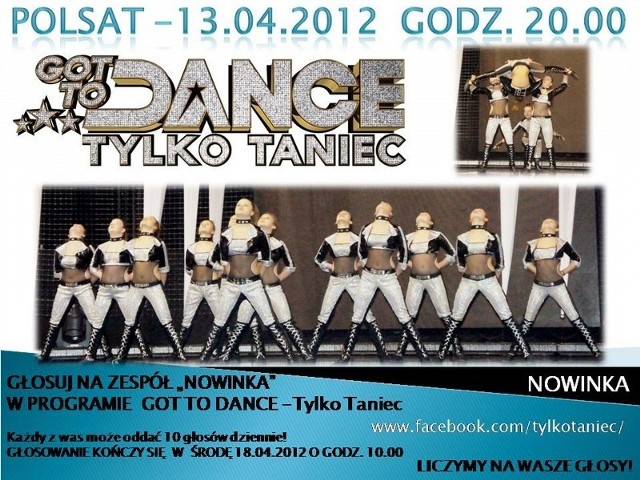 Zespół Nowinka to artystyczna wizytówka Skwierzyny. Dziś o 20.00 wystąpi w programie "Got to dance - tylko taniec&#8221; w telewizji Polsat.