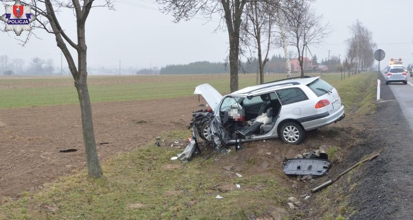 Groźny wypadek w powiecie zamojskim. Samochód osobowy uderzył w betonowy przepust