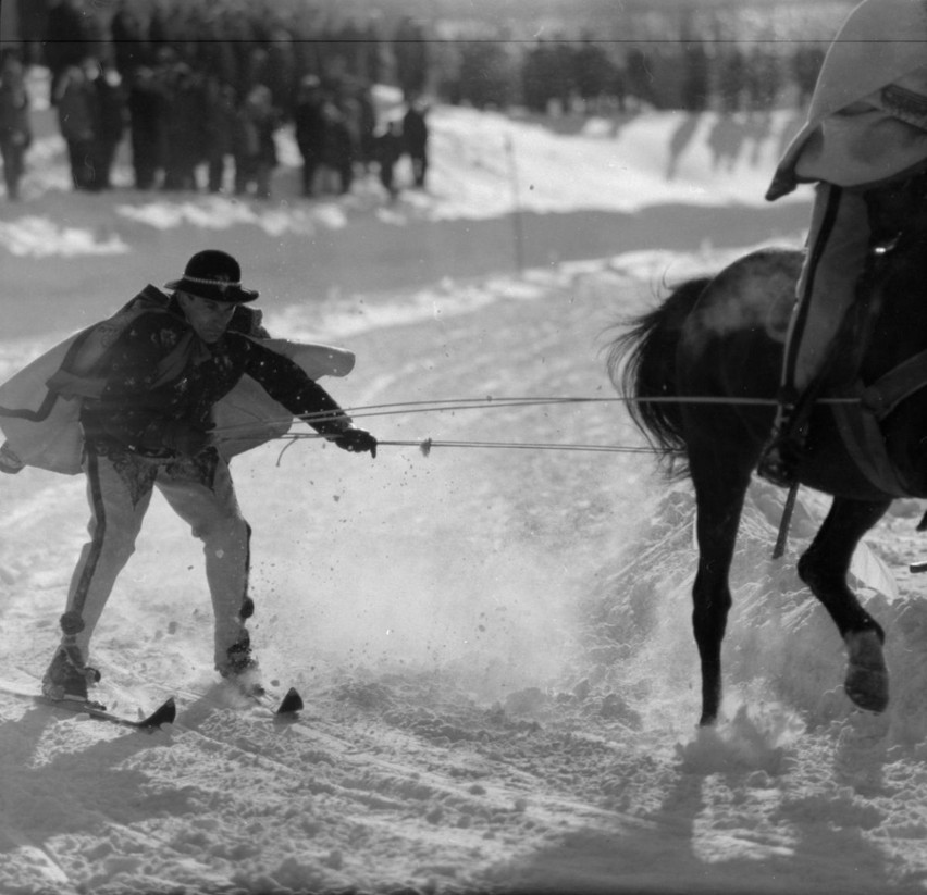 Zakopane. Zobacz, jak w latach 50. górale organizowali konne wyścigi na śniegu [ARCHIWALNE ZDJĘCIA]