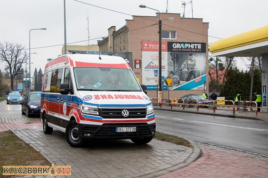 Wypadek z udziałem BMW i rowerzysty w Kluczborku.