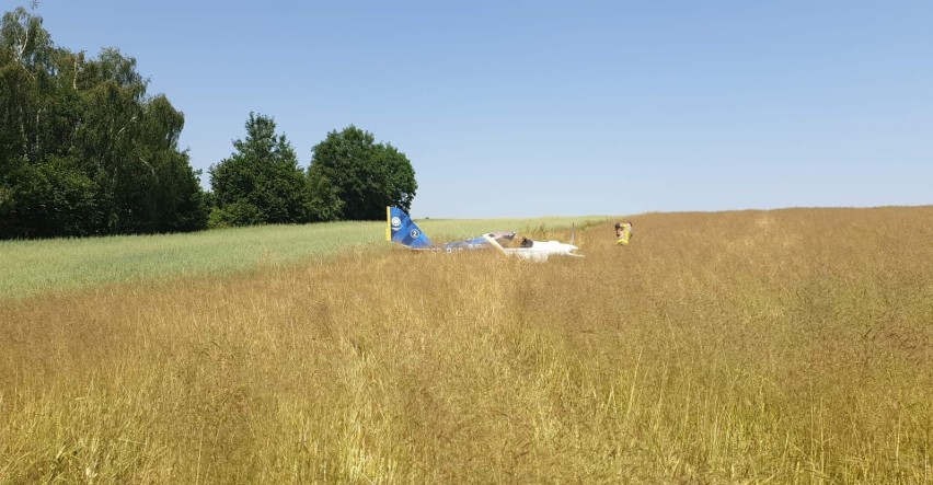 Witanowice. Ul. Plebańska. Samolot awaryjnie lądował w zbożu