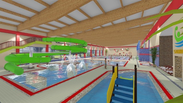 Tak pierwotnie miał wyglądać kryty basen w Kostrzynie. Inwestycja została w międzyczasie okrojona, aby ograniczyć koszty.