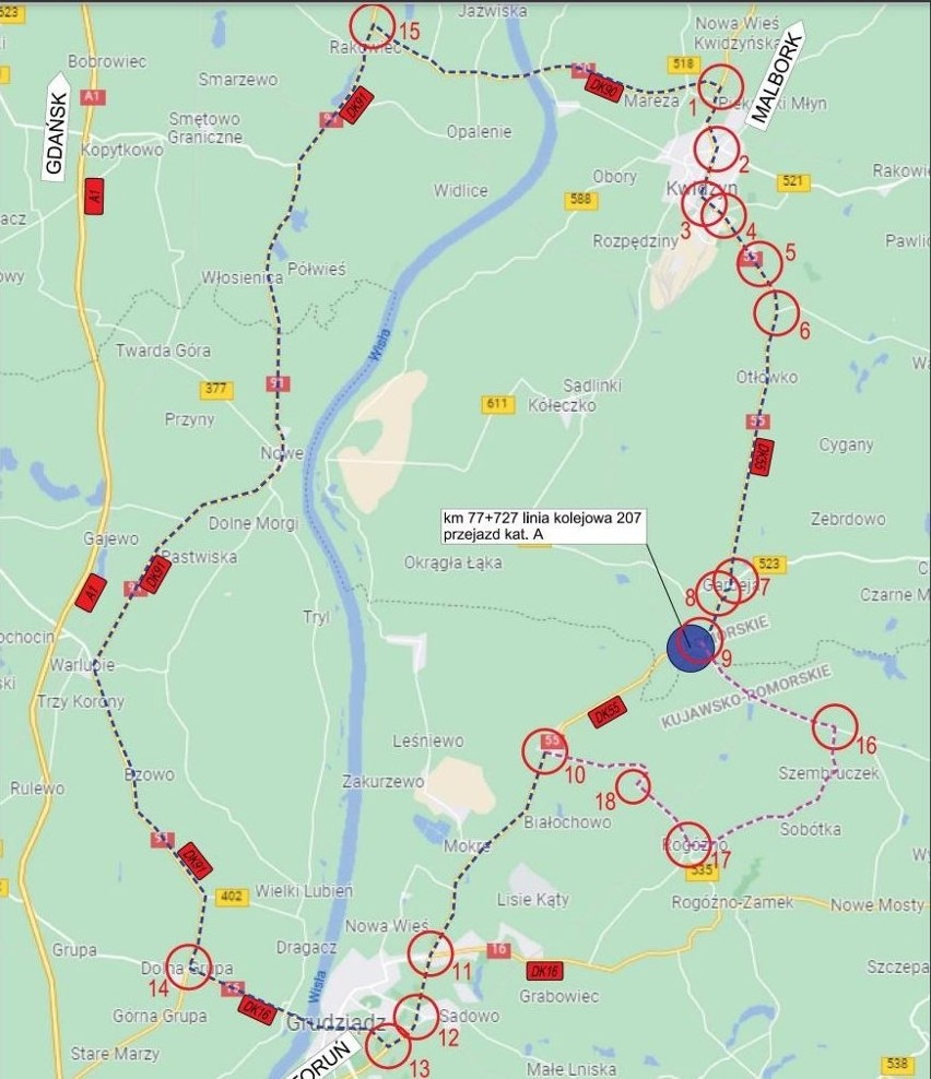 Mapa objazdów na czas remontu przejazdu kolejowego w...