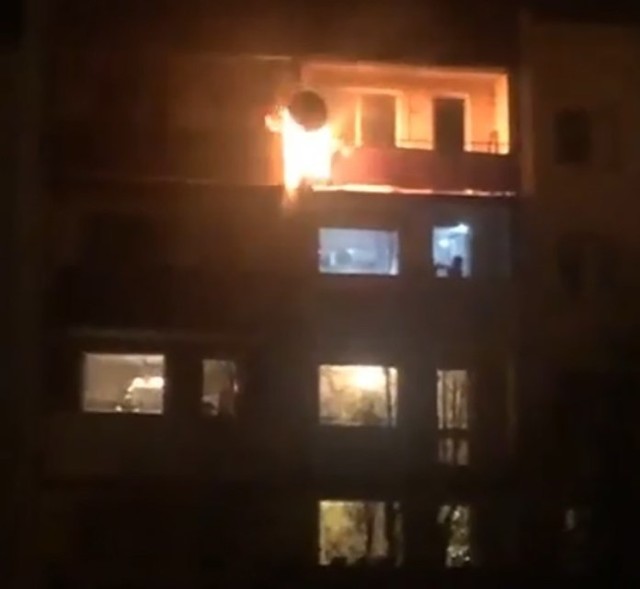 Pożar balkonu w Zielonej Górze