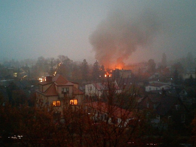 Pożar murowanego budynku