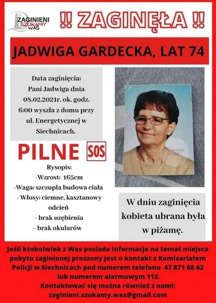 Zaginiona Jadwiga Gardecka z Siechnic