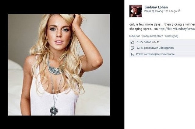 Lindsay Lohan (fot. screen z Facebook.com)
