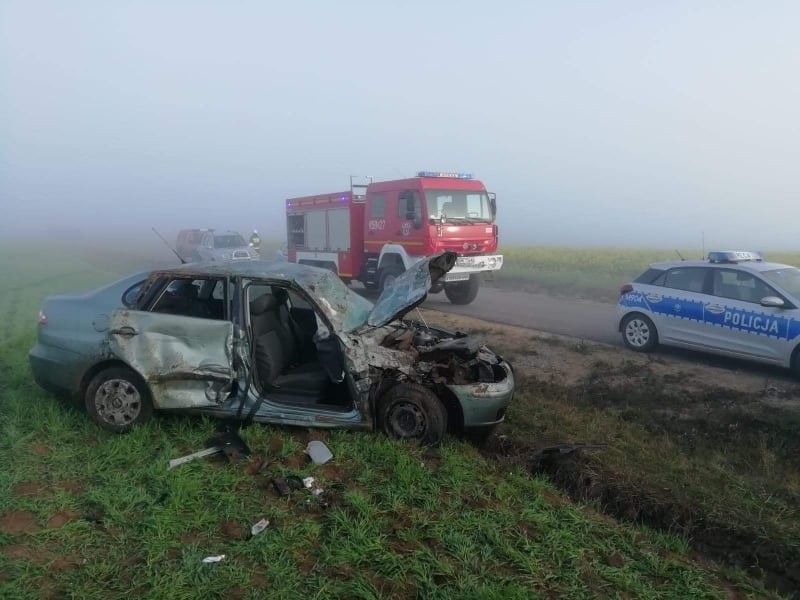 Trzcianne - Wyszowate. Wypadek na drodze gminnej. Osobówka zderzyła się z ciągnikiem. Rannych pięć osób [FOTO]