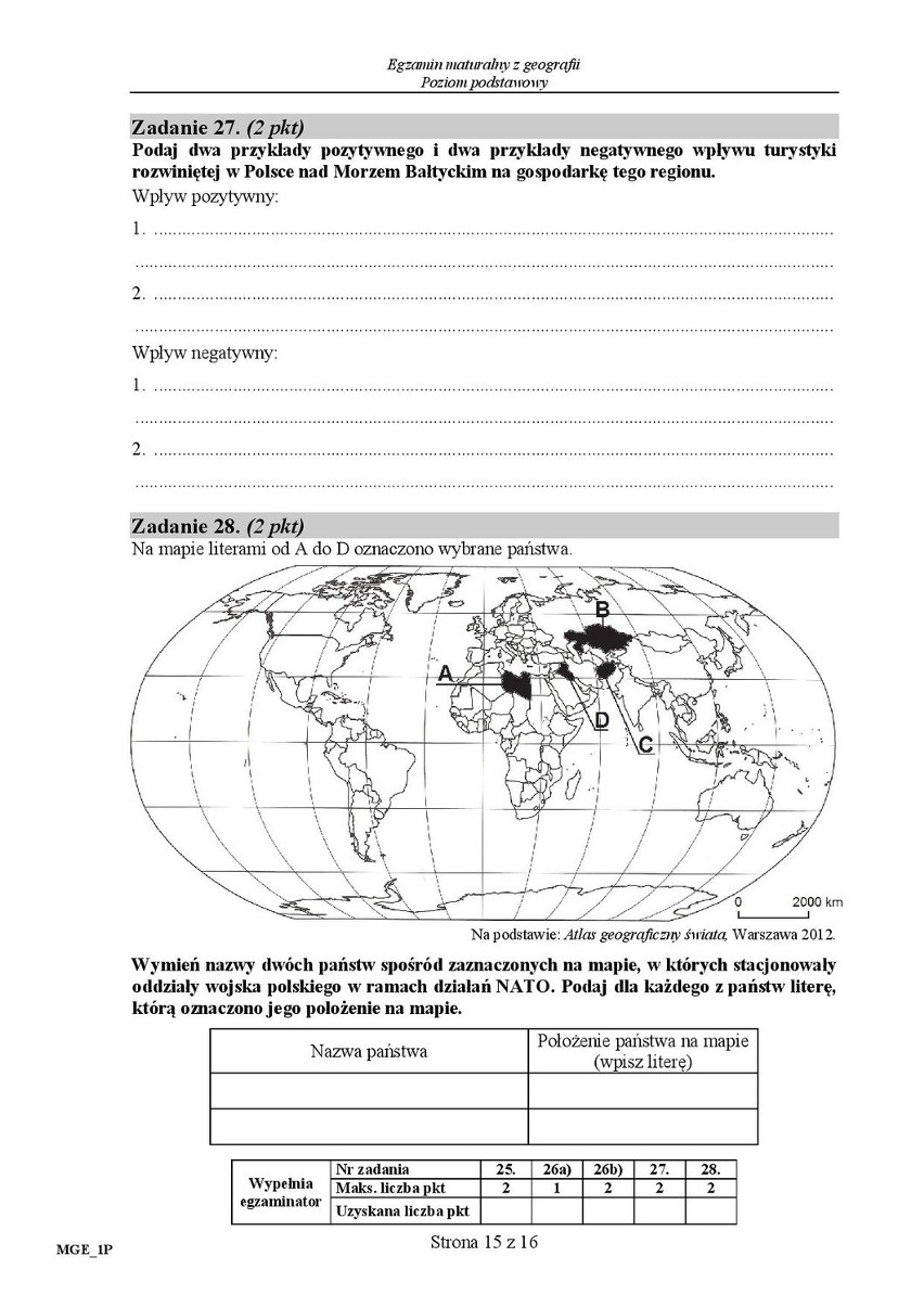 Stara matura 2016: GEOGRAFIA podstawowa [ODPOWIEDZI, ARKUSZ...