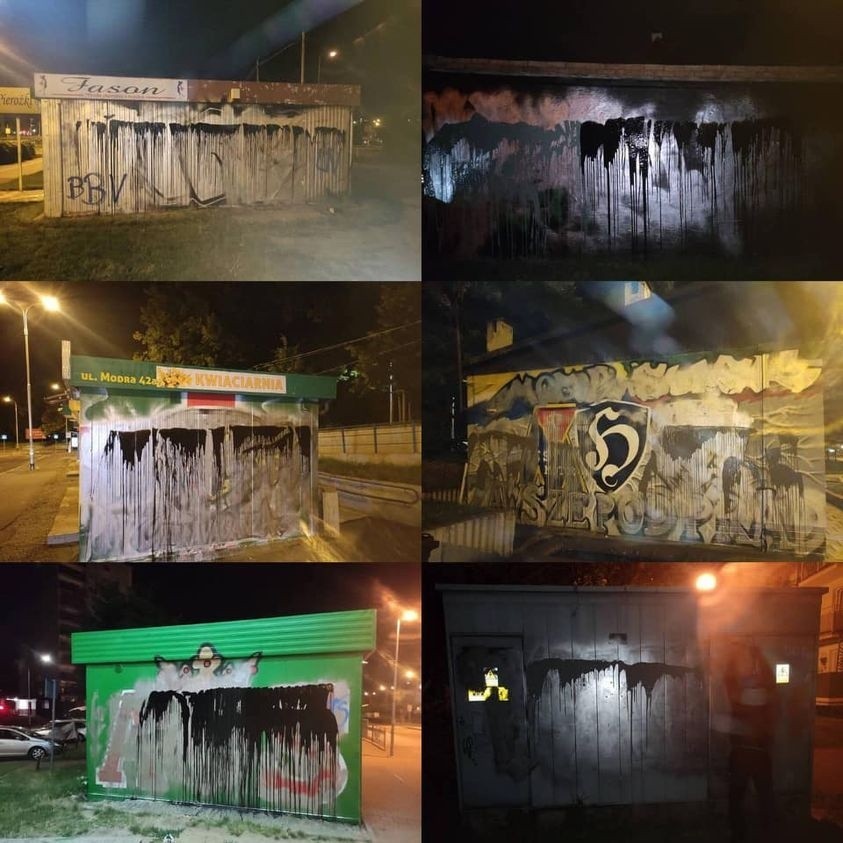 Wojna na murale. Kibice Widzewa też zniszczyli murale swego rywala. Zdjęcia