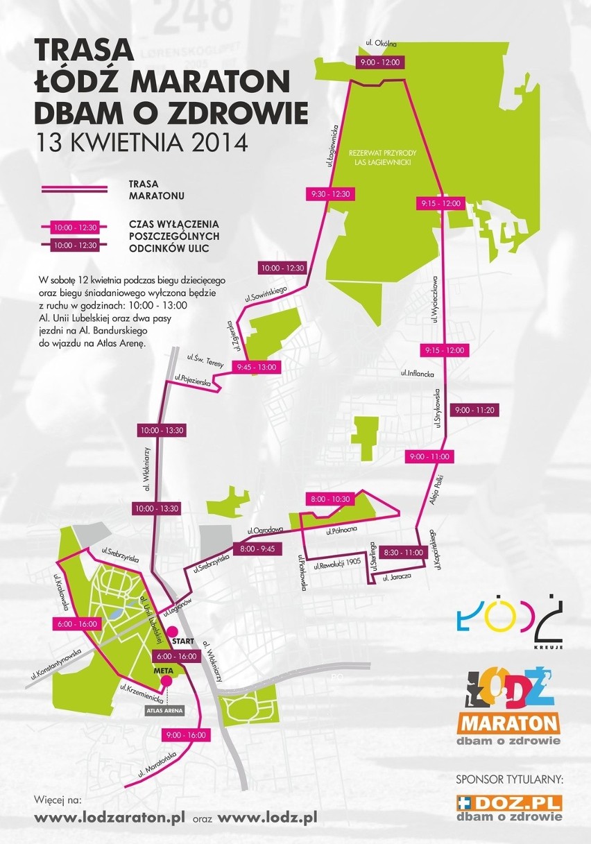 Łódź Maraton Dbam o Zdrowie 2014 [MAPA, OBJAZDY, ZMIANY TRAS MPK]