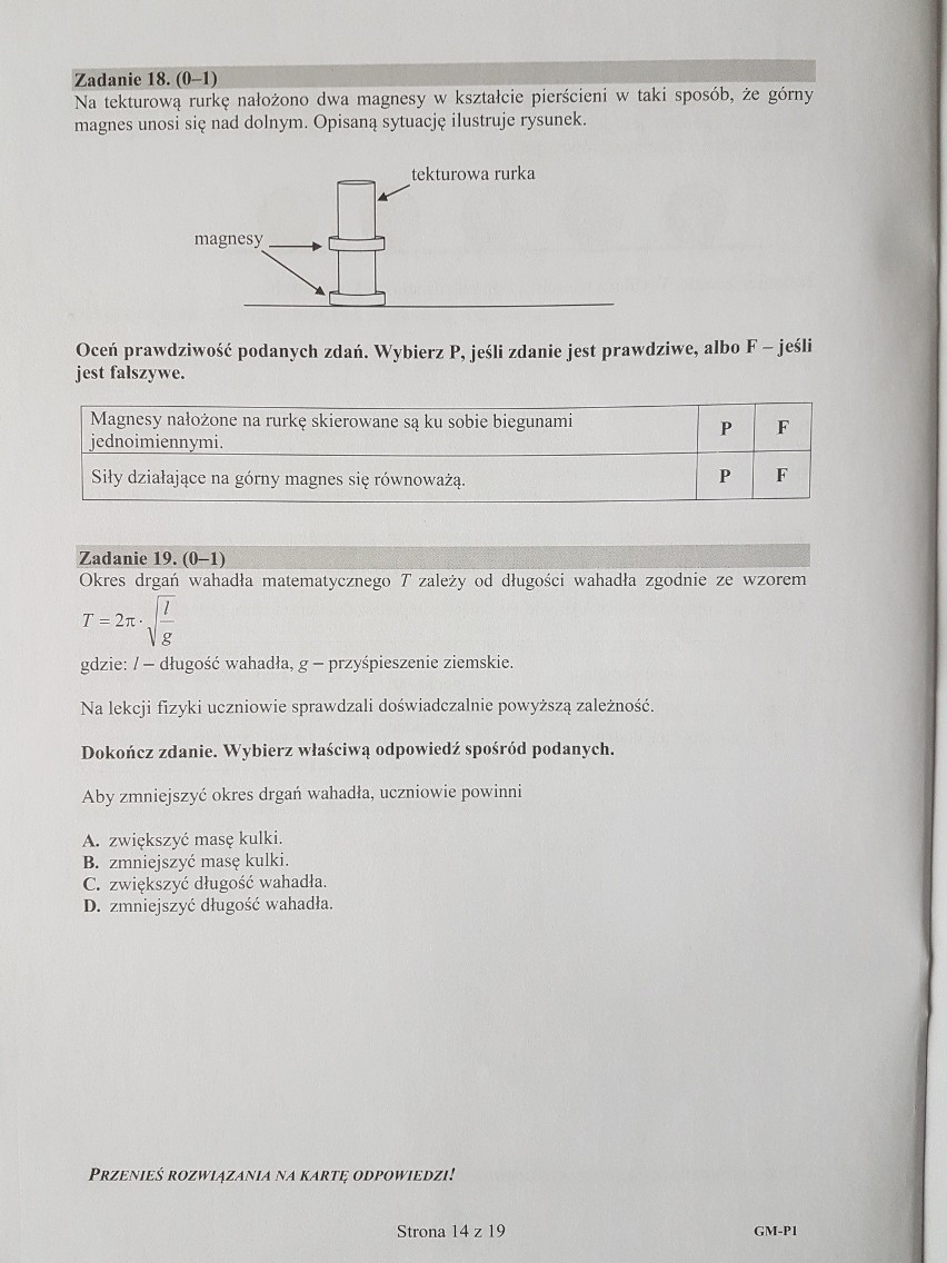 Egzamin gimnazjalny 2017 [PRZYRODA] - odpowiedzi - arkusze - pytania