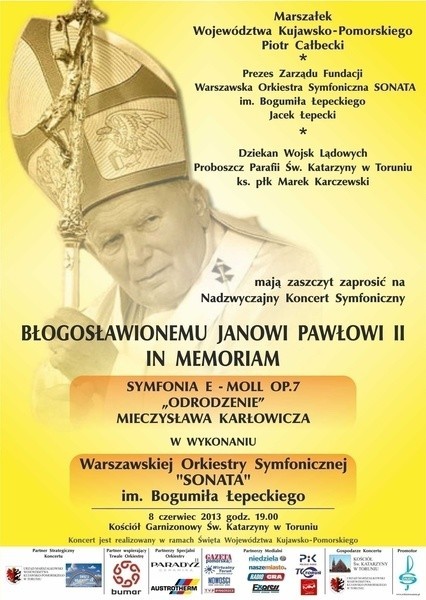 Warszawscy symfonicy zagrają w Toruniu w hołdzie Janowi Pawłowi II