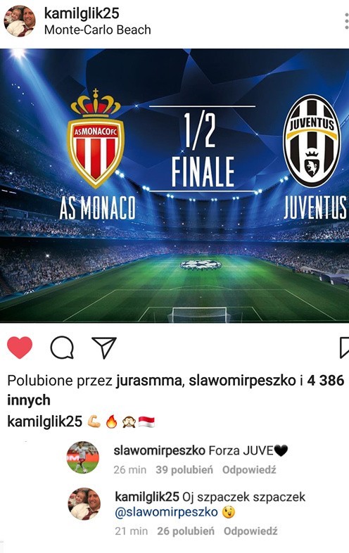 Sławomir Peszko wbija szpilkę Kamilowi Glikowi na Instagramie