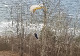 Paralotniarz wylądował na drzewie w Chłapowie. Akcja ratunkowa trwała półtorej godziny [ZDJĘCIA]