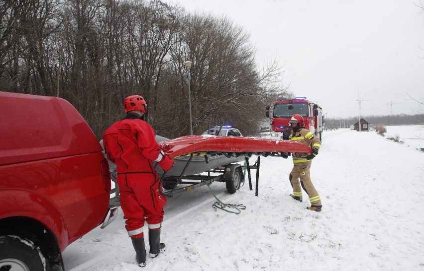 Strażacy ratują uwięzioną sarnę na zamarzniętej rzece Wisłok w Rzeszowie