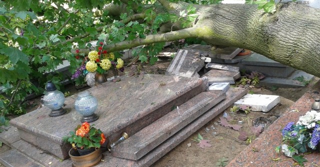 Szalejąca wichura spowodowała szkody na cmentarzu.