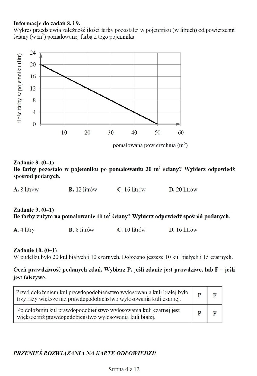 Egzamin gimnazjalny - arkusz CKE - matematyka z roku 2013