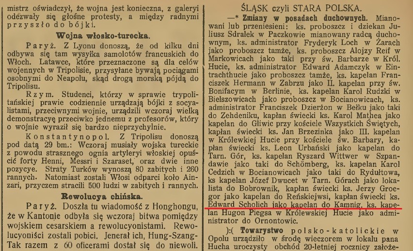 Gazeta Opolska, 2 stycznia 1911