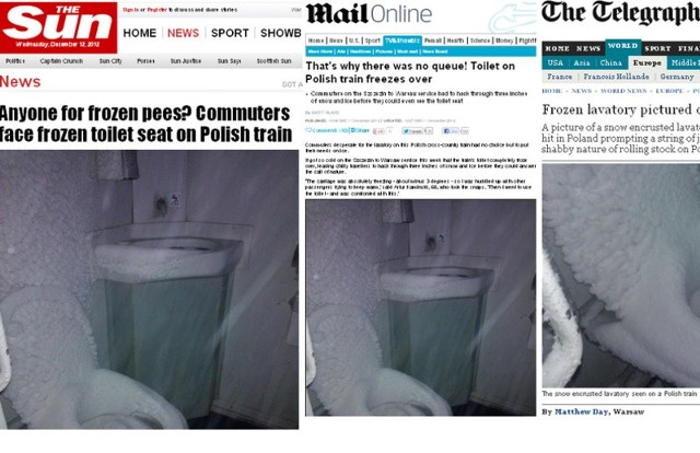 Zdjęcie ośnieżonej toalety w pociągu Szczecin - Warszawa obiegło świat.