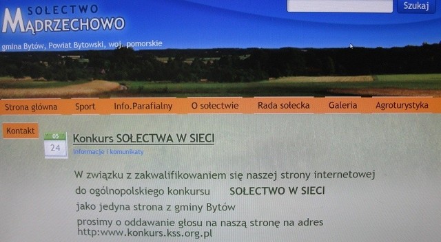 Do 27 maja można głosować na strony internetowe wsi Mądrzechowo, Rokity i Czarna Dąbrówka w konkursie zorganizowanym przez Krajowe Stowarzyszenie Sołtysów. 