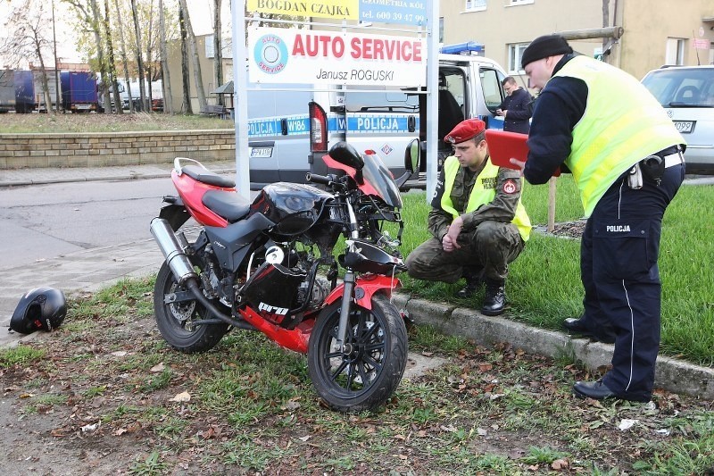Wypadek motocyklisty na ul. Pomorskiej w Szczecini