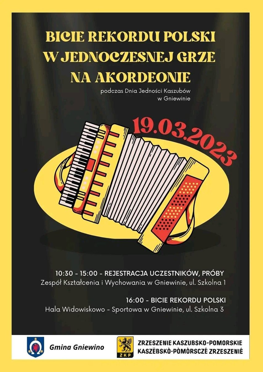 Dzień Jedności Kaszubów. W Gniewinie zamierzają pobić rekord Polski na jednoczesnej grze na akordeonie! | ZDJĘCIA, PROGRAM