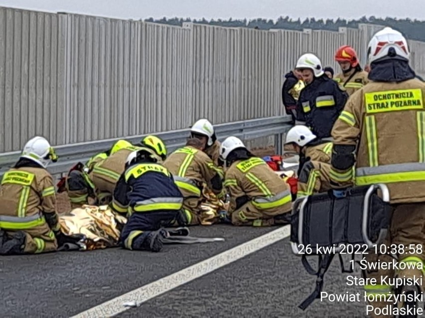 Karambol i pożar na S61. Ćwiczenia S61 2022 na nowo...