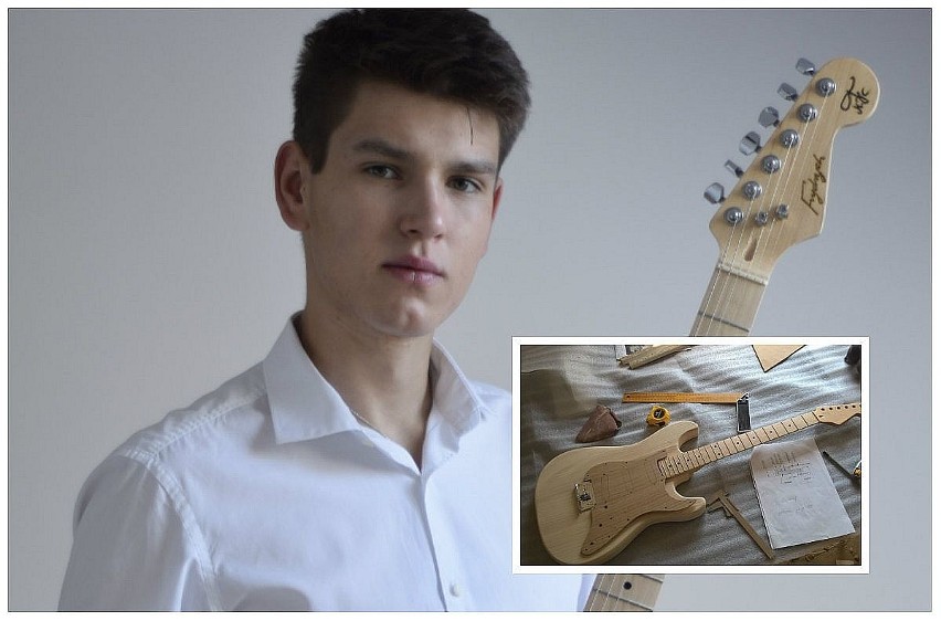 Mateusz Frydrych kocha grać na gitarze. Postanowił, że sam zrobi sobie instrument [ZDJĘCIA, WIDEO]