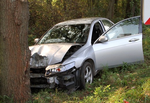 Wypadek na "Trasie śmierci". Honda uderzyła w drzewo (zdjęcia)