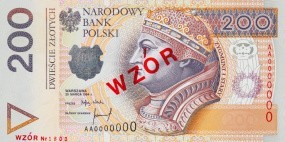 awers dotychczasowego banknotu 200 zł