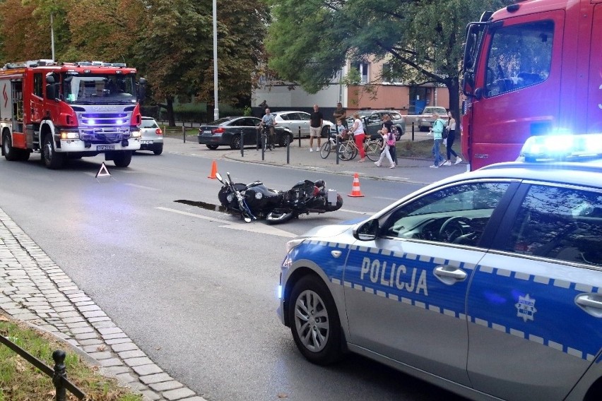 Wypadek motocyklisty i samochodu w centrum Wrocławia