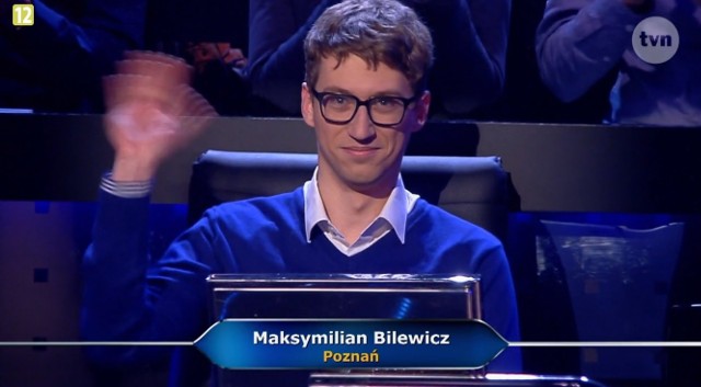 Milionerzy TVN. Maksymilian Bilewicz, 24-latek z Poznania w poniedziałek 4 marca usłyszy w programie "Milionerzy" pytanie za milion złotych.