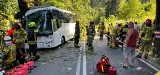 Wypadek na Dolnym Śląsku. Autokar uderzył w drzewo, 14 osób rannych, w tym 2 ciężko