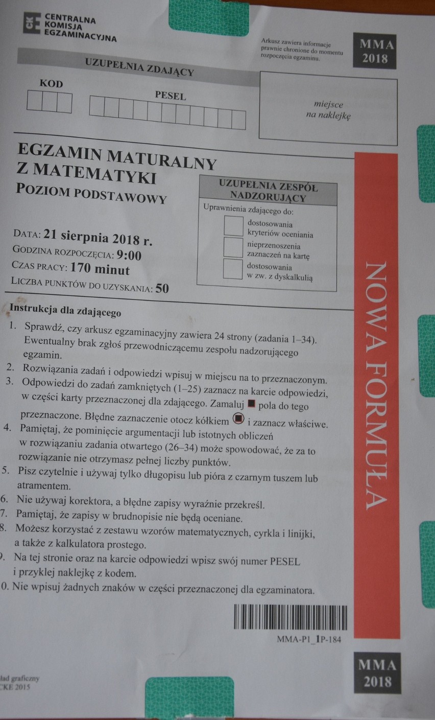 Matura próbna Operon 2018 MATEMATYKA podstawowa: jakie były zadania na  maturze z matematyki? 21.11.2018 (Arkusz, Odpowieszi) | Gazeta Krakowska