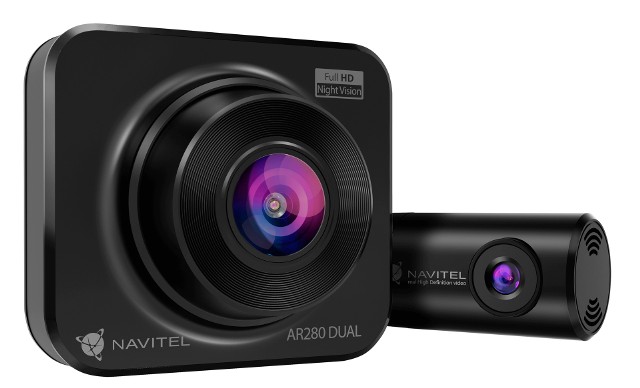 Firma Navitel wprowadza na rynek nową kamerę samochodową. AR280 Dual to czwarty model w portfolio marki, tym razem, dzięki dwóm kamerom z możliwością nagrywania obrazu przed samochodem, jak i z tyłu pojazdu.Fot. Navitel